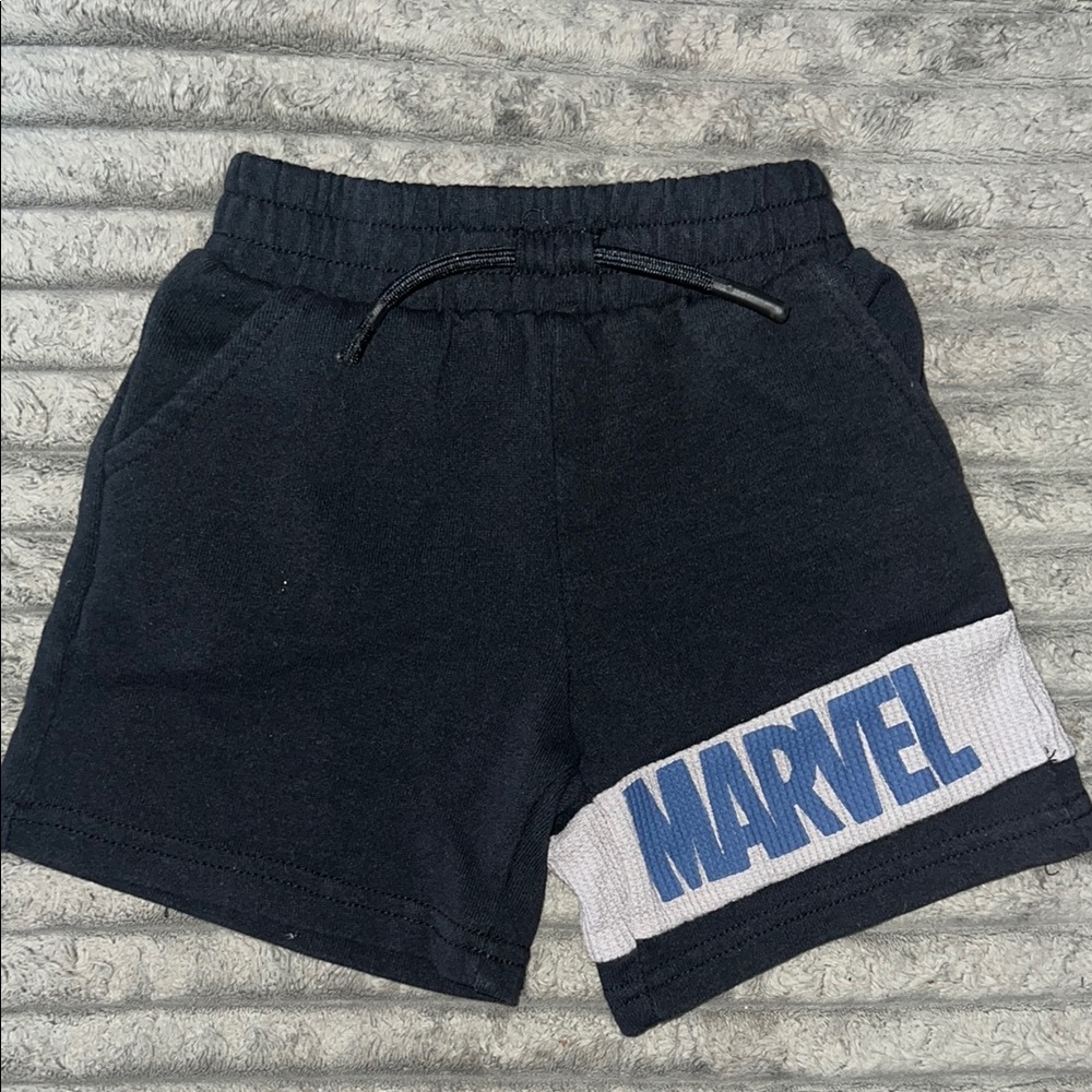 Marvel Black Athletic Shorts with Elastic Waistband